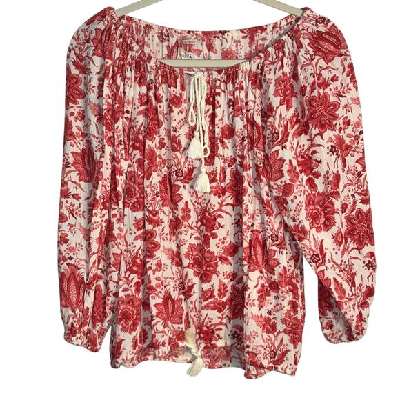 Denim & Supply Ralph Lauren Boho Floral Tassel Peasant Top RL Boho Size Small - Picture 1 of 8